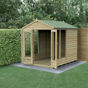 8′ x 6′ Forest Beckwood 25yr Guarantee Double Door Apex Summer House – 5 Windows (2.42m x 1.99m)