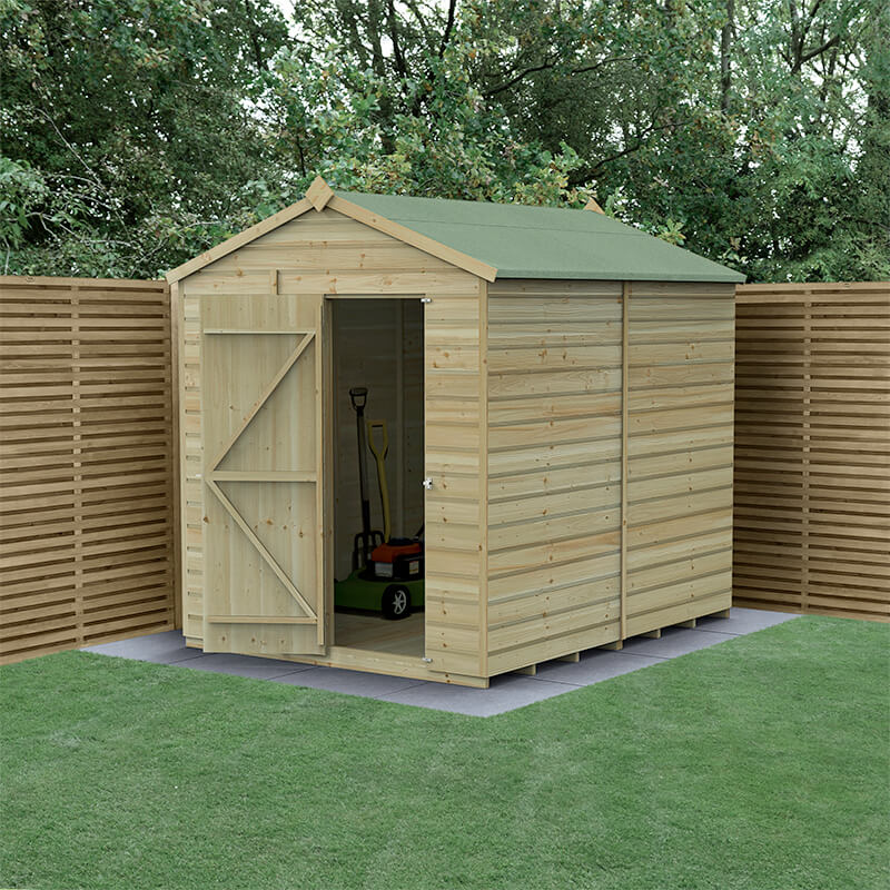 8' x 6' Forest Beckwood 25yr Guarantee Shiplap Pressure Treated Windowless Apex Wooden Shed (2.42m x 1.99m)