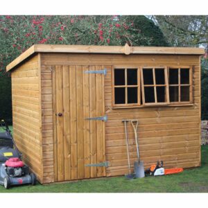 8′ x 8′ Traditional Heavy Duty Shiplap Pent Wooden Garden Shed (2.44m x 2.44m)