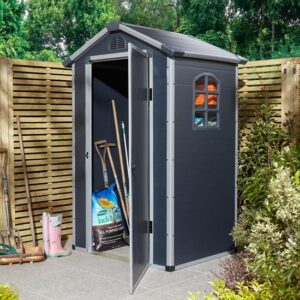 Alloya Plastic 4×3 Apex Shed In Dark Grey