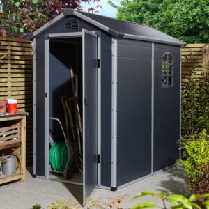 Alloya Plastic 4×6 Apex Shed In Dark Grey