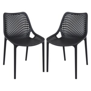 Aultas Outdoor Black Stacking Dining Chairs In Pair