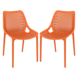 Aultas Outdoor Orange Stacking Dining Chairs In Pair