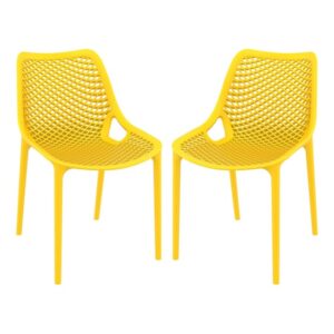 Aultas Outdoor Yellow Stacking Dining Chairs In Pair