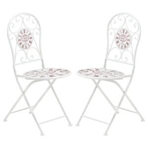 Calderon Outdoor Cream Metal Seating Chairs In Pair