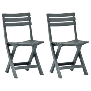 Derik Outdoor Green Plastic Garden Chairs In Pair