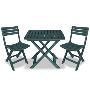 Kinston Plastic 3 Piece Folding Bistro Set In Green