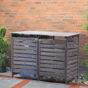 Outdoor Spruce Wood Trash Can Storage Shed