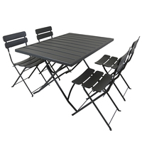 Metal Powder Coated 4 Seater Dining Set – Dark Grey