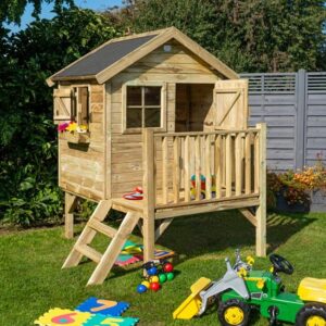 Oxer Wooden Cozy Cottage Kids Playhouse In Natural Timber