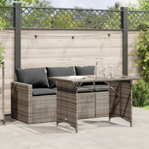 Ponce Rattan Glass Outdoor 3 Seater Dining Set In Dark Grey