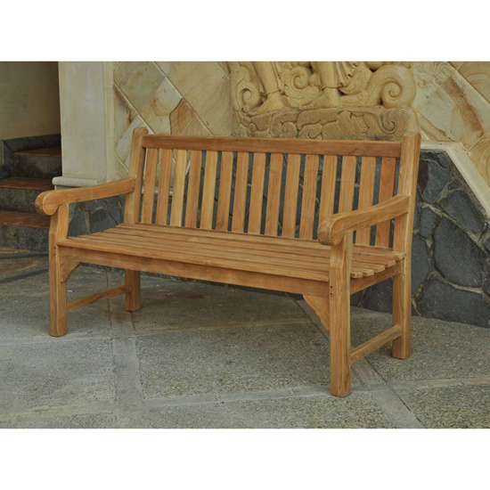 Quin Teak Wooden Garden 3 Seater Bench Teak