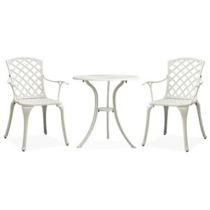 Shelton Cast Aluminium 3 Piece Bistro Set In White