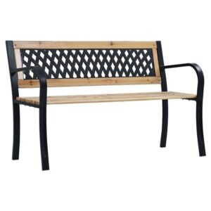 Siya 120cm Wooden Garden Bench With Steel Frame In Black