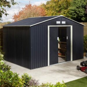 Thorpe Metal 10×8 Apex Shed In Dark Grey