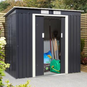 Thorpe Metal 6×4 Pent Shed In Dark Grey