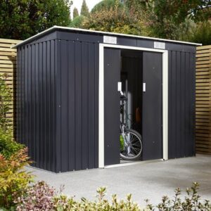 Thorpe Metal 8×4 Pent Shed In Dark Grey