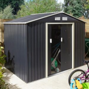 Thorpe Metal 8×6 Apex Shed In Dark Grey