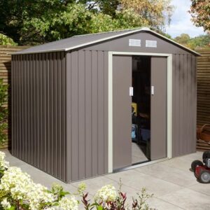 Thorpe Metal 8×6 Apex Shed In Light Grey