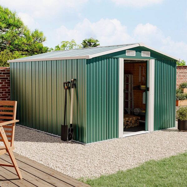 Waterproof 6x8/8x8/10x8ft Metal Shed with Gable Roof Charcoal/Green