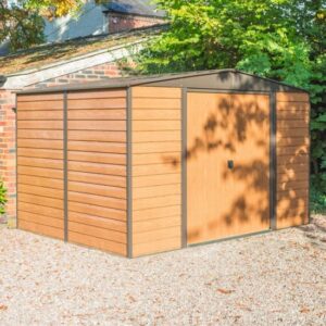 Watten Metal 10×12 Apex Shed In Wood Grain